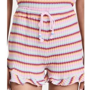 Roller Rabbit Candy Stripe‎ Delilah Short Rainbow Pleated Ruffle Drawstring